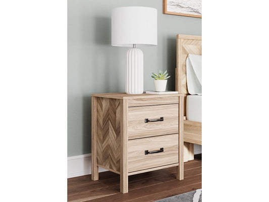 Signature Design by Ashley - Battelle Two Drawer Night Stand in Tan - EB3929-292 veiw 2