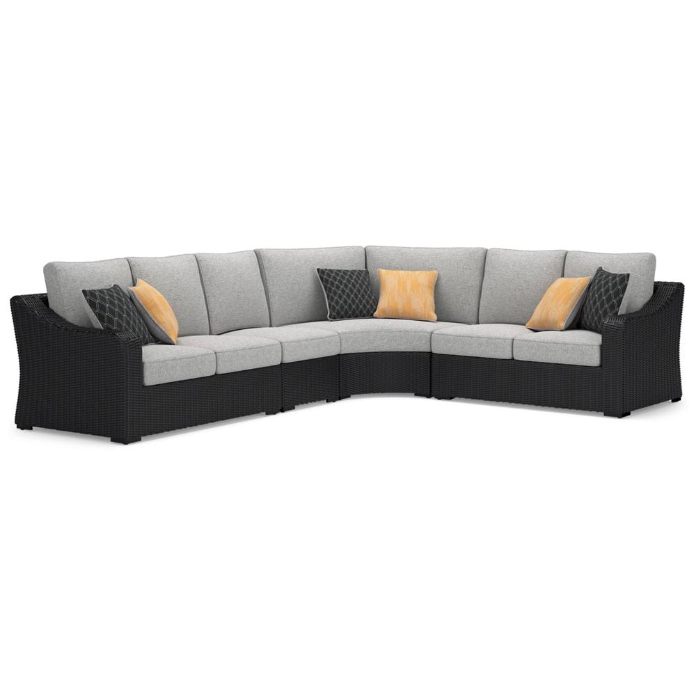 Signature Design by Ashley - Beachcroft 4-Piece Outdoor Sectional in Black/Light Gray veiw 1