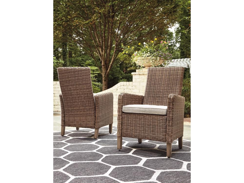 Signature Design by Ashley - Beachcroft Outdoor Arm Chair With Cushion (Set of 2) in Beige - P791-601A veiw 4