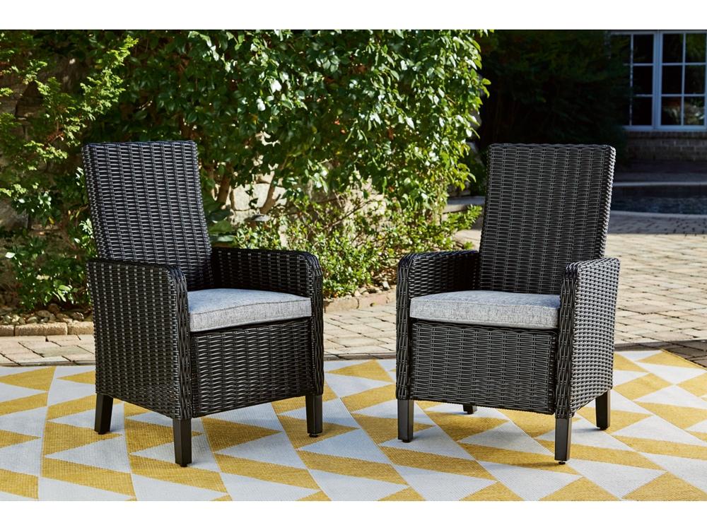 Signature Design by Ashley - Beachcroft Outdoor Arm Chair With Cushion (Set of 2) in Black/Light Gray - P792-601A veiw 2