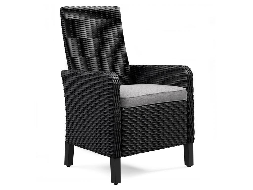 Signature Design by Ashley - Beachcroft Outdoor Arm Chair With Cushion (Set of 2) in Black/Light Gray - P792-601A veiw 3