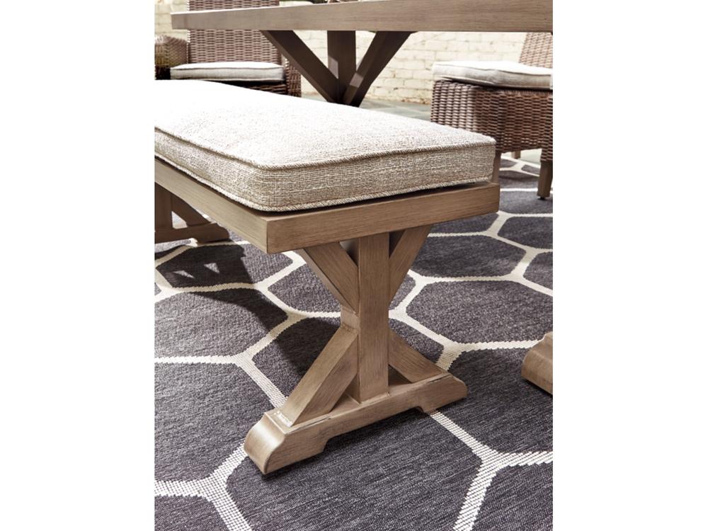 Signature Design by Ashley - Beachcroft Outdoor Bench With Cushion in Beige - P791-600 veiw 4