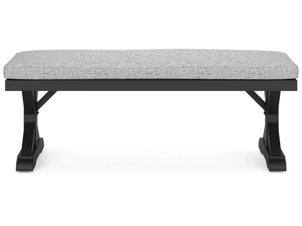 Signature Design by Ashley - Beachcroft Outdoor Bench With Cushion in Black/Light Gray - P792-600 veiw 1