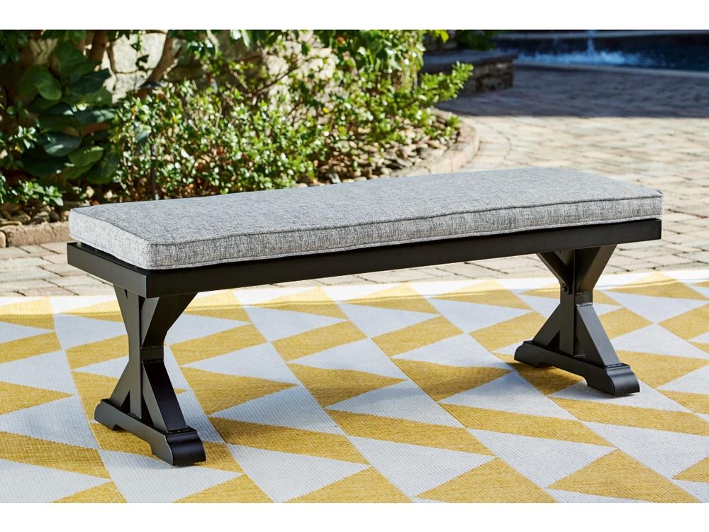 Signature Design by Ashley - Beachcroft Outdoor Bench With Cushion in Black/Light Gray - P792-600 veiw 2