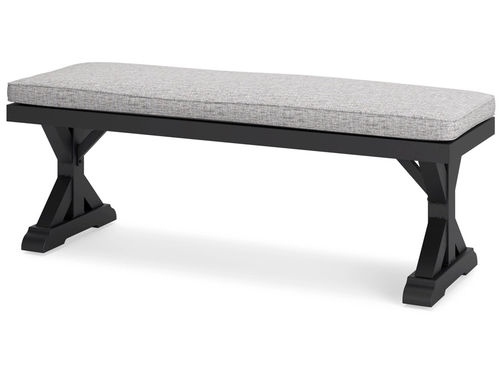 Signature Design by Ashley - Beachcroft Outdoor Bench With Cushion in Black/Light Gray - P792-600 veiw 3