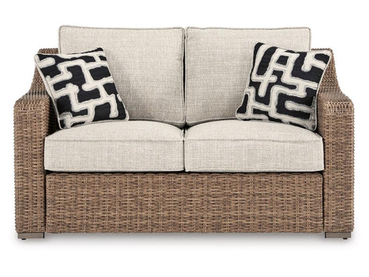 Signature Design by Ashley - Beachcroft Outdoor Loveseat W/Cushion in Beige - P791-835 veiw 1