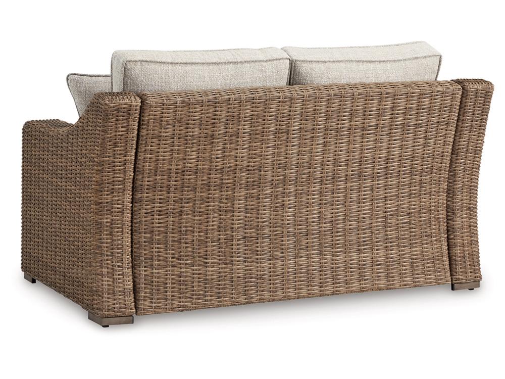 Signature Design by Ashley - Beachcroft Outdoor Loveseat W/Cushion in Beige - P791-835 veiw 4