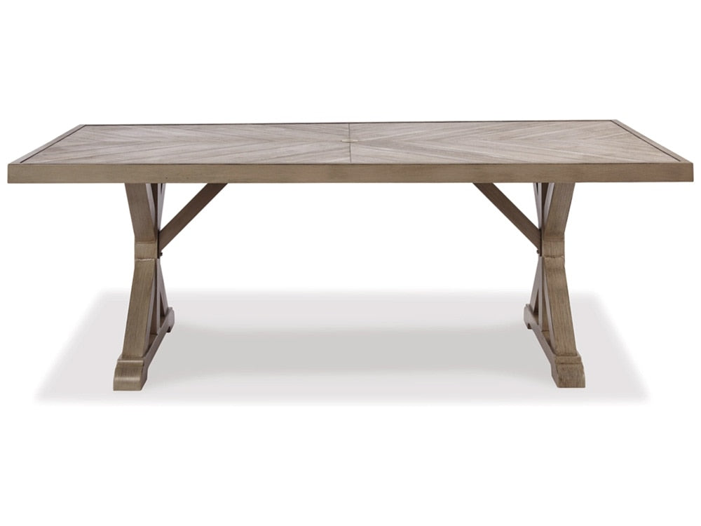Signature Design by Ashley - Beachcroft Outdoor RECT Dining Table w/UMB OPT in Beige - P791-625 veiw 1