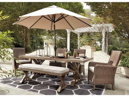 Signature Design by Ashley - Beachcroft Outdoor RECT Dining Table w/UMB OPT in Beige - P791-625 veiw 2