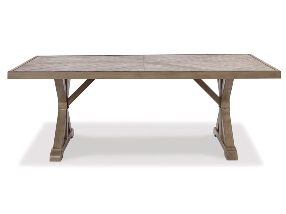 Signature Design by Ashley - Beachcroft Outdoor RECT Dining Table w/UMB OPT in Beige - P791-625 veiw 3