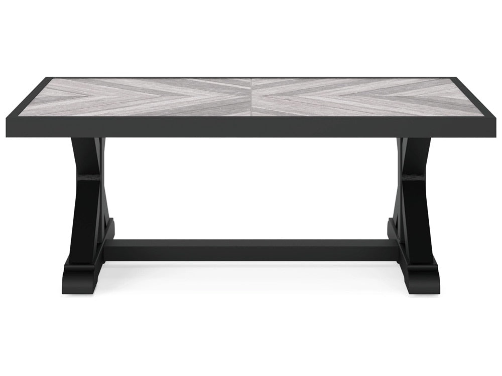 Signature Design by Ashley - Beachcroft Outdoor Rectangular Cocktail Table in Black/Light Gray - P792-701 veiw 1