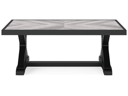 Signature Design by Ashley - Beachcroft Outdoor Rectangular Cocktail Table in Black/Light Gray - P792-701 veiw 1