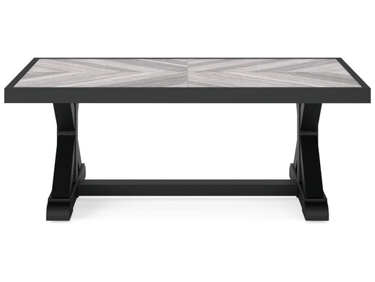 Signature Design by Ashley - Beachcroft Outdoor Rectangular Cocktail Table in Black/Light Gray - P792-701 veiw 1