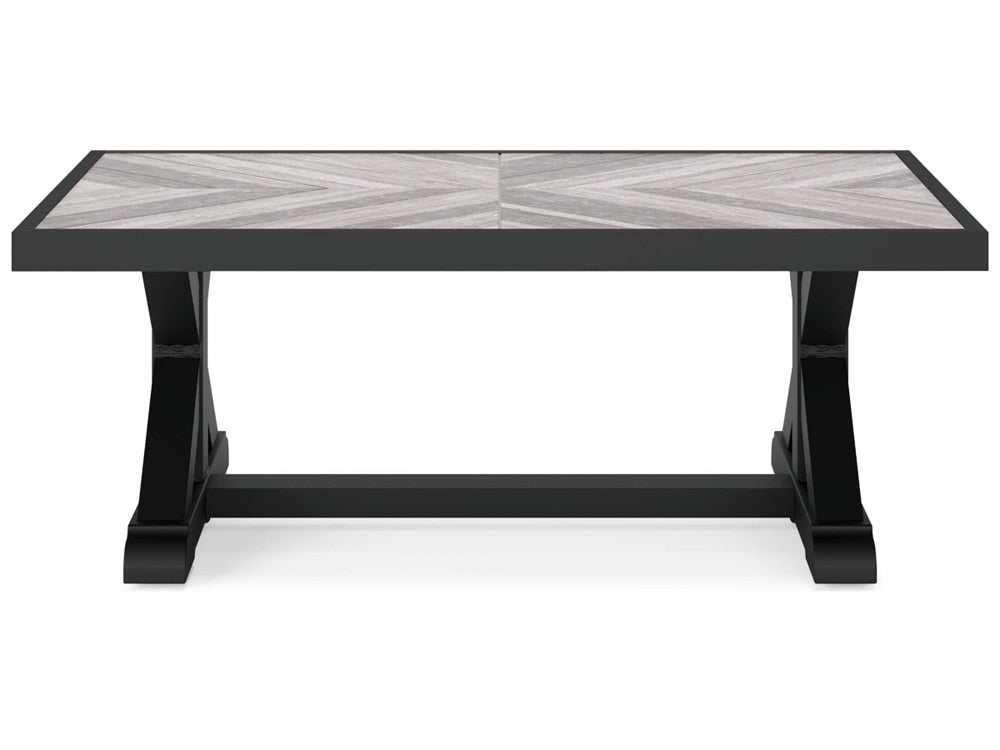 Signature Design by Ashley - Beachcroft Outdoor Rectangular Cocktail Table in Black/Light Gray - P792-701 veiw 4
