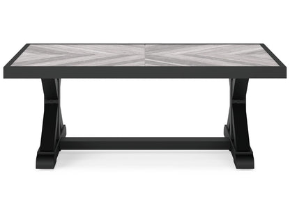 Signature Design by Ashley - Beachcroft Outdoor Rectangular Cocktail Table in Black/Light Gray - P792-701 veiw 4