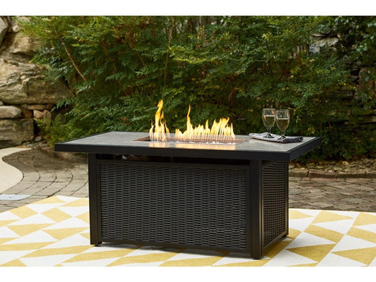 Signature Design by Ashley - Beachcroft Outdoor Rectangular Fire Pit Table in Black/Light Gray - P792-773 veiw 2