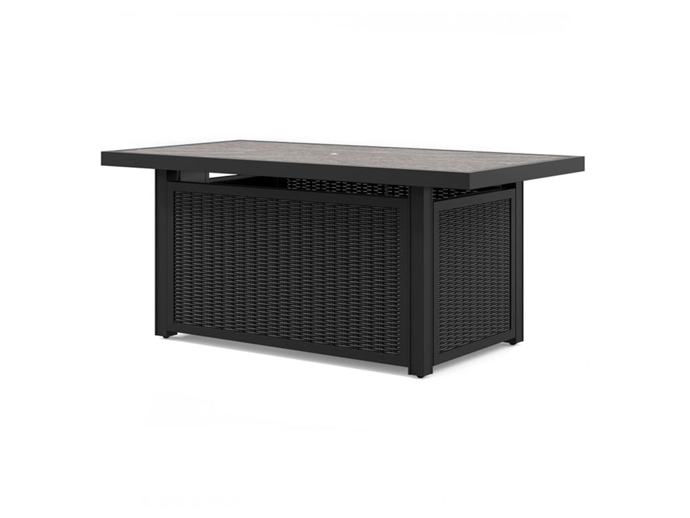 Signature Design by Ashley - Beachcroft Outdoor Rectangular Fire Pit Table in Black/Light Gray - P792-773 veiw 3