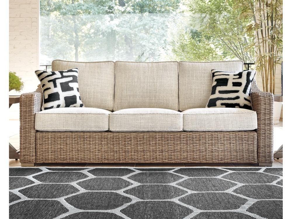 Signature Design by Ashley - Beachcroft Outdoor Sofa With Cushion in Beige - P791-838 veiw 2