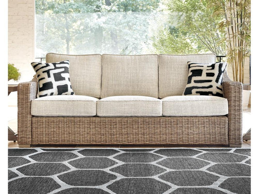 Signature Design by Ashley - Beachcroft Outdoor Sofa With Cushion in Beige - P791-838 veiw 2