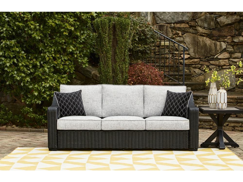 Signature Design by Ashley - Beachcroft Outdoor Sofa With Cushion in Black/Light Gray - P792-838 veiw 2