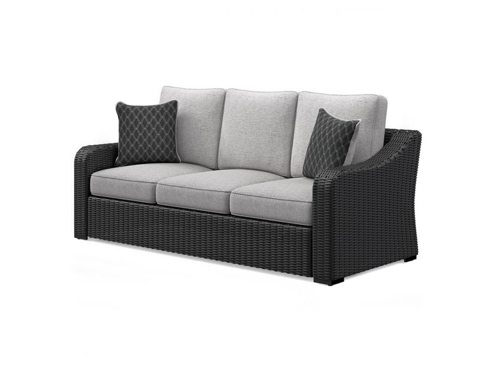 Signature Design by Ashley - Beachcroft Outdoor Sofa With Cushion in Black/Light Gray - P792-838 veiw 3