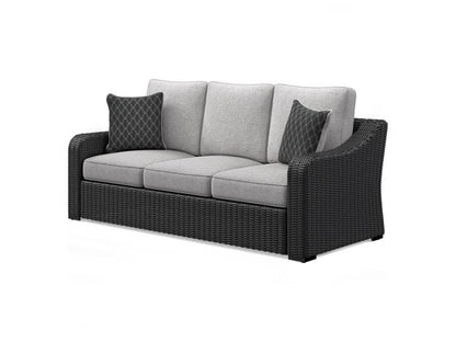 Signature Design by Ashley - Beachcroft Outdoor Sofa With Cushion in Black/Light Gray - P792-838 veiw 3