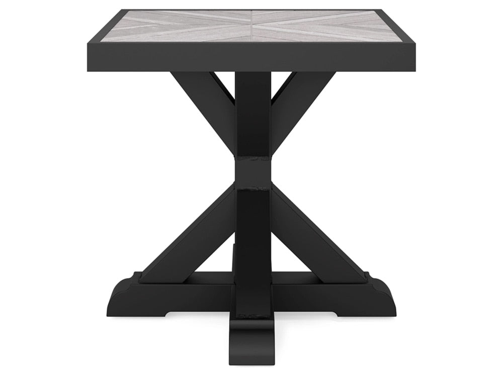 Signature Design by Ashley - Beachcroft Outdoor Square End Table in Black/Light Gray - P792-702 veiw 1