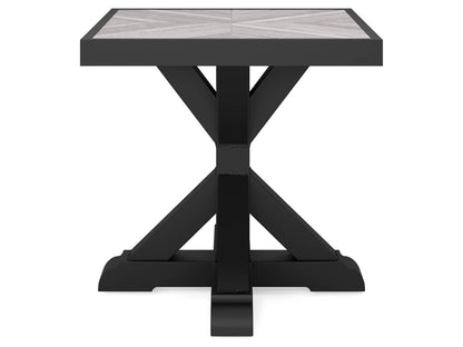 Signature Design by Ashley - Beachcroft Outdoor Square End Table in Black/Light Gray - P792-702 veiw 1