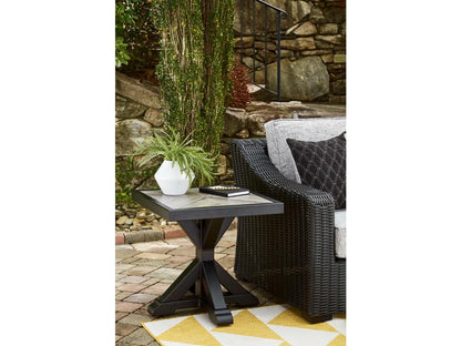 Signature Design by Ashley - Beachcroft Outdoor Square End Table in Black/Light Gray - P792-702 veiw 2