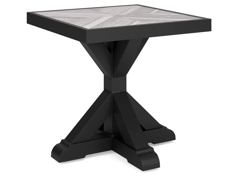 Signature Design by Ashley - Beachcroft Outdoor Square End Table in Black/Light Gray - P792-702 veiw 3