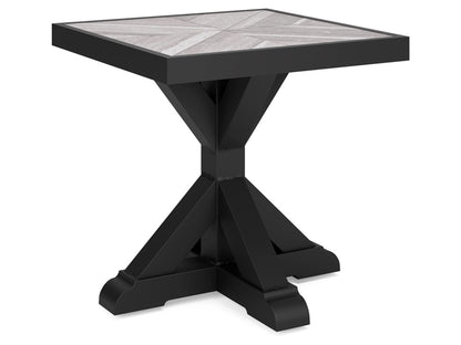 Signature Design by Ashley - Beachcroft Outdoor Square End Table in Black/Light Gray - P792-702 veiw 3