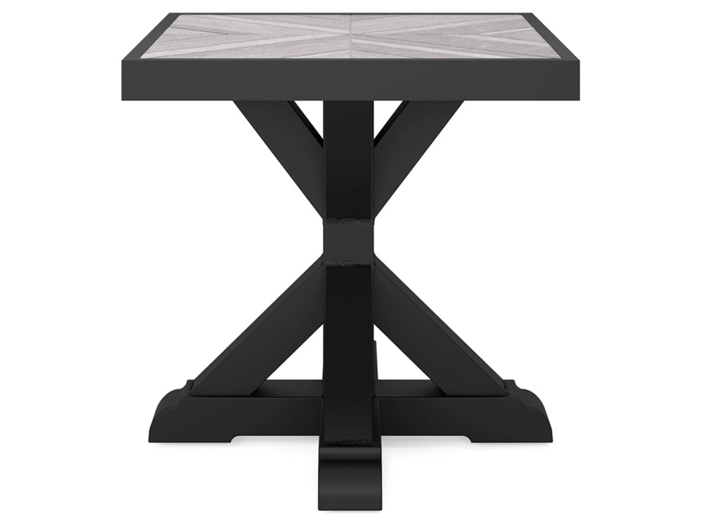 Signature Design by Ashley - Beachcroft Outdoor Square End Table in Black/Light Gray - P792-702 veiw 4