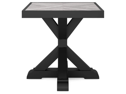 Signature Design by Ashley - Beachcroft Outdoor Square End Table in Black/Light Gray - P792-702 veiw 4