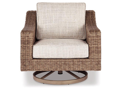 Signature Design by Ashley - Beachcroft Outdoor Swivel Lounge Chair in Beige - P791-821 veiw 1