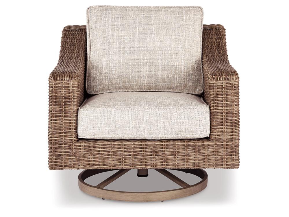 Signature Design by Ashley - Beachcroft Outdoor Swivel Lounge Chair in Beige - P791-821 veiw 3