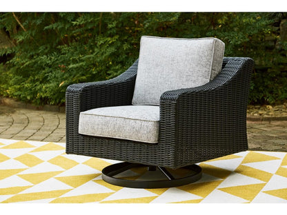 Signature Design by Ashley - Beachcroft Outdoor Swivel Lounge Chair in Black/Light Gray - P792-821 veiw 2