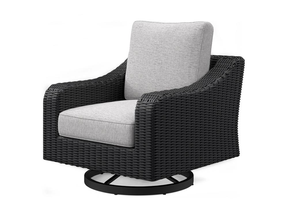 Signature Design by Ashley - Beachcroft Outdoor Swivel Lounge Chair in Black/Light Gray - P792-821 veiw 3