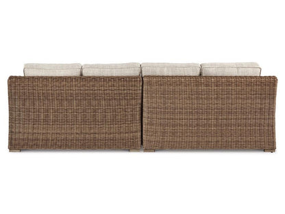 Signature Design by Ashley - Beachcroft Raf/Laf Outdoor Loveseat W/Cush (Set of 2) in Beige - P791-854 veiw 2
