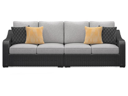 Signature Design by Ashley - Beachcroft RAF/LAF Outdoor Loveseat w/CUSH (Set of 2) in Black/Light Gray - P792-854 veiw 1