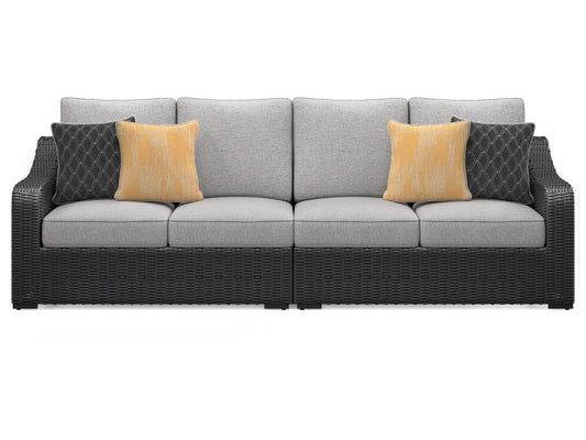 Signature Design by Ashley - Beachcroft RAF/LAF Outdoor Loveseat w/CUSH (Set of 2) in Black/Light Gray - P792-854 veiw 1