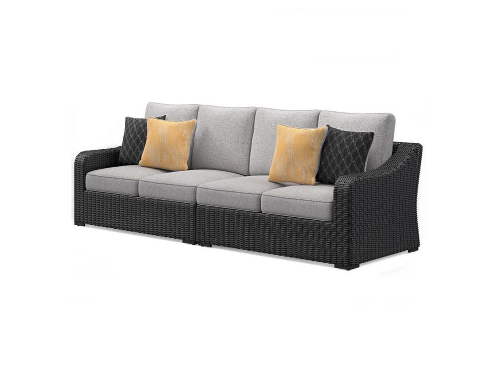 Signature Design by Ashley - Beachcroft RAF/LAF Outdoor Loveseat w/CUSH (Set of 2) in Black/Light Gray - P792-854 veiw 3