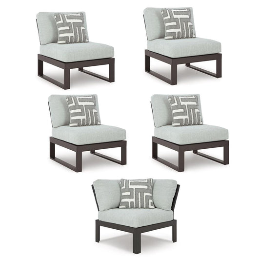 Signature Design by Ashley - Beachloft 5-Piece Outdoor Sectional in Black/Gray veiw 1
