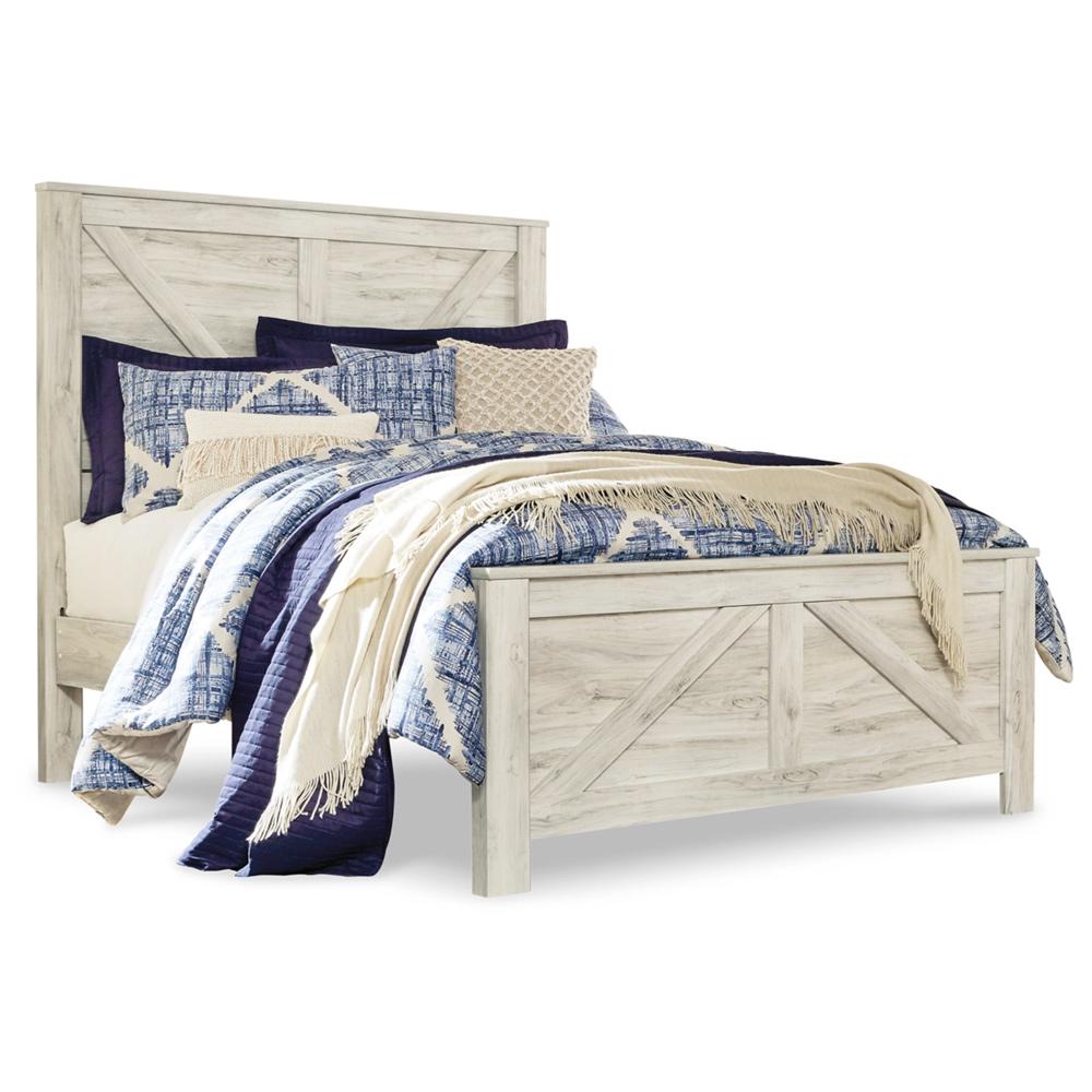 Signature Design by Ashley - Bellaby Queen Crossbuck Panel Bed in Whitewash veiw 1