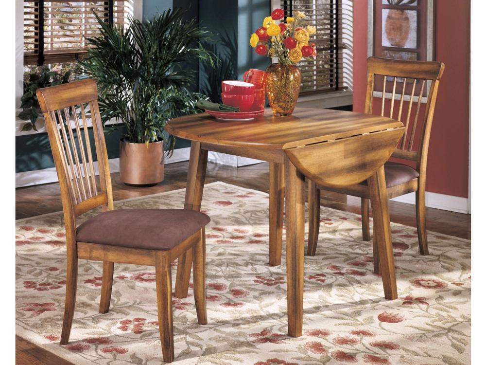 Signature Design by Ashley - Berringer Round DRM Drop Leaf Table in Rustic Brown - D199-15 veiw 2