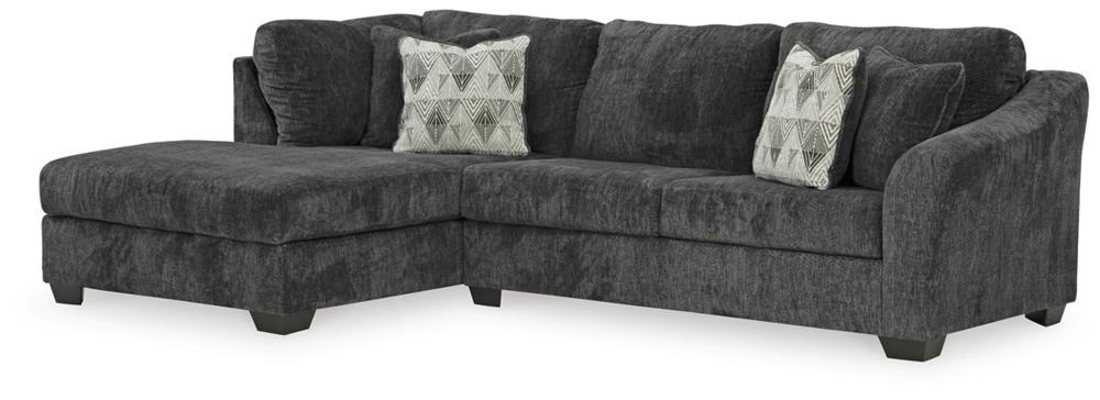 Signature Design by Ashley - Biddeford Fabric Full Sleeper Sectional - Laf Chaise in Ebony veiw 1