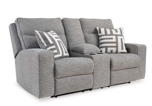 Signature Design by Ashley - Biscoe Pwr Reclining Loveseat W/Adj Headrest & Console in Pewter - 9050318 veiw 1