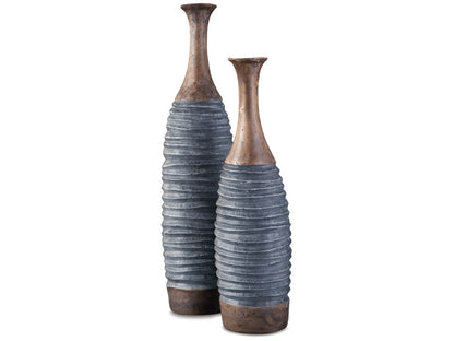 Signature Design by Ashley - Blayze Vase Set (Set of 2) in Antique Gray/Brown - A2000388 veiw 3