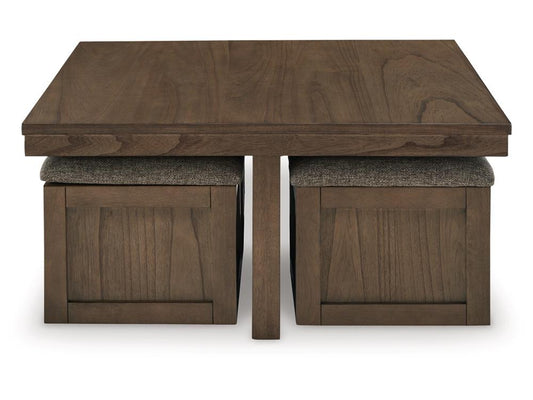 Signature Design by Ashley - Boardernest Coffee Table With 4 Stools in Brown - T738-20 veiw 1