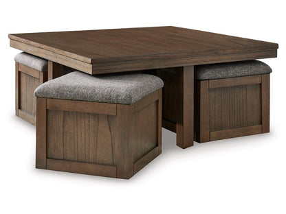 Signature Design by Ashley - Boardernest Coffee Table With 4 Stools in Brown - T738-20 veiw 3