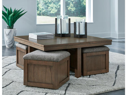 Signature Design by Ashley - Boardernest Coffee Table With 4 Stools in Brown - T738-20 veiw 4